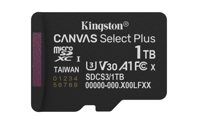 Card de Memorie MicroSDXC Kingston, 1TB, Canvas Select Plus,Fara Adaptor