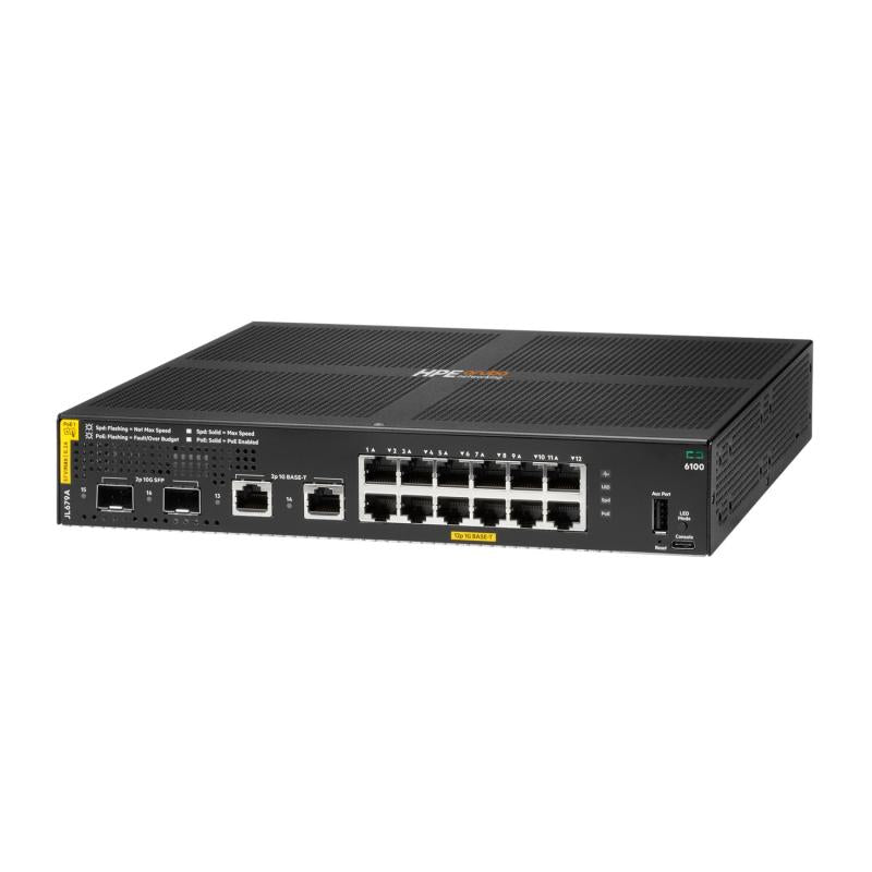 HPE Aruba Networking CX 6100 12G Class4 PoE 2G/2SFP+ 139W Switch
