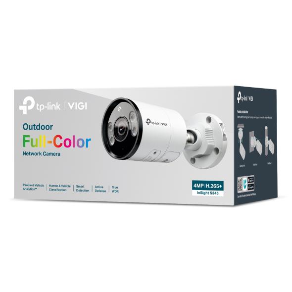 Camera IP Bullet TP-Link VIGI InSight S345(2.8MM), 4MP, Lentila 2.8mm, IR+WL 30m, rezolutie video 2688 x 1520, +/H.265/H.264+/H.264,