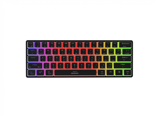 Tastatura gaming mecanica wireless Genesis Thor 660 G2 60% , iluminare RGB, switch-uri Brown, 61 taste, 13 butoane multimedia, negru