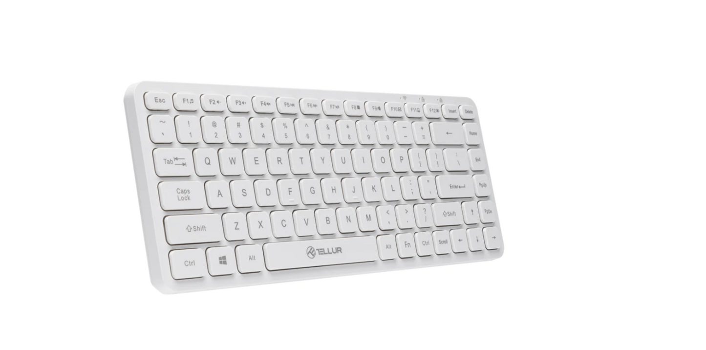 Tastatura wireless Tellur mini, numar tasete 84, dinmensiune 430 x 123 x 15 mm, alb