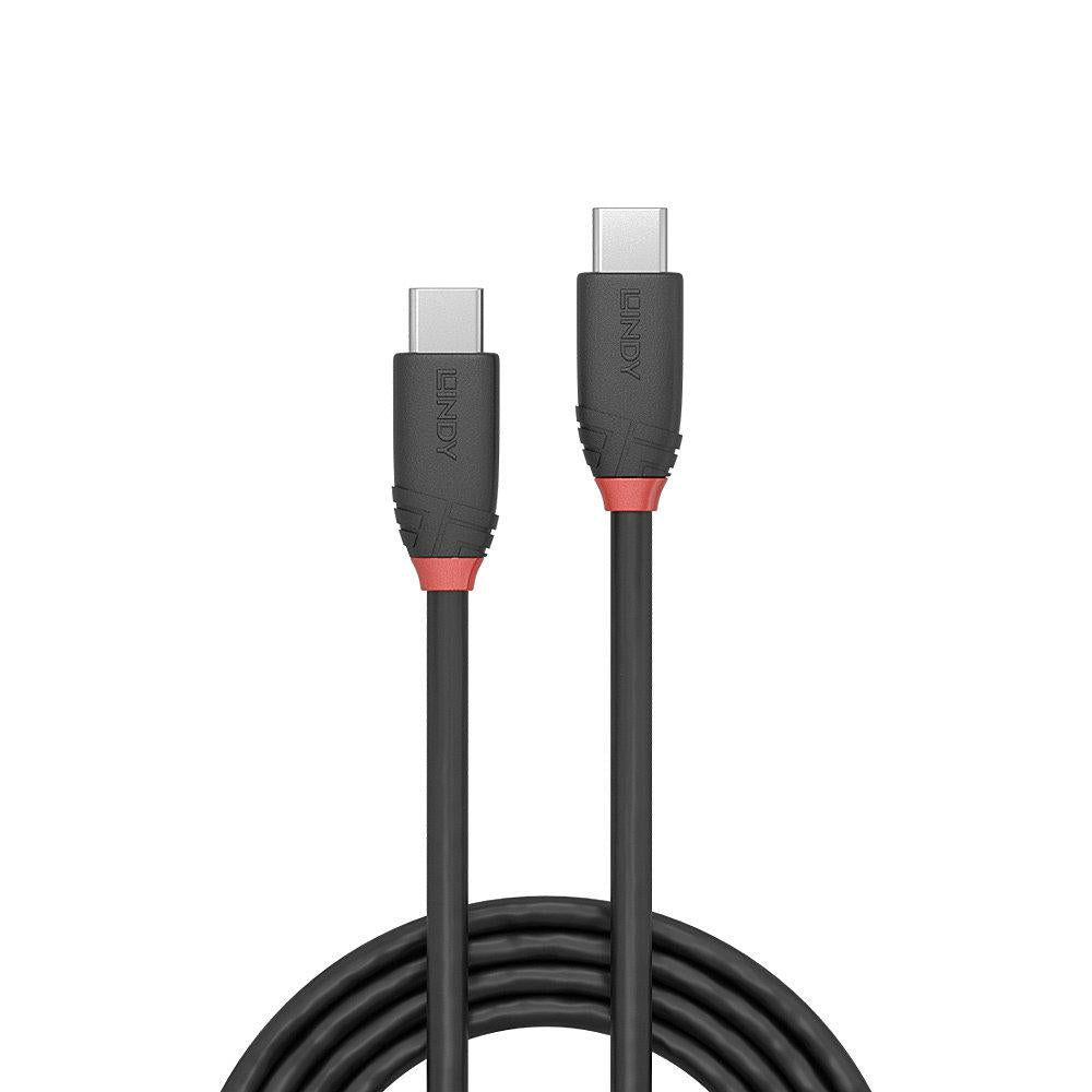 Cablu Lindy 1m USB 3.2 Type C to C, material PVC, putere maxima 60W (20V 3A, Standard Power Range (SPR)), rezolutie maxima 4K 4096x2160@ 60Hz, latime de banda suportata 20Gbps, negru