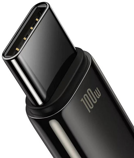 Cablu alimentare si date Baseus, Fast Charging Data Cable pt. smartphone, USB la USB Type-C (T), 100W, 480Mbps, aliaj zinc, braided(nylon), 2m, negru