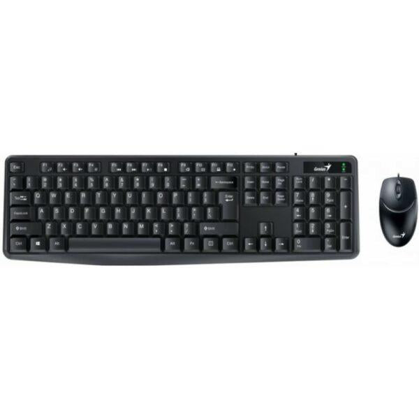 Kit Genius tastatura +mouse, 104 taste (concave), 12 taste multimedia, interfata USB, + mouse optic, rezolutie maxima 1000dpi, 3 butoane, negru