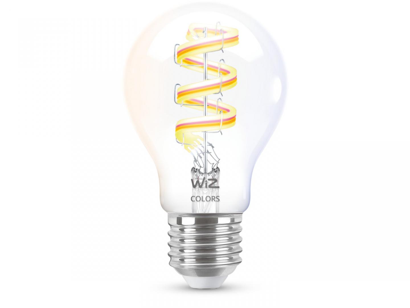 Bec LED RGB inteligent WiZ Connected Filament Clear A60, Wi-Fi, E27,6.3W (40W), 470 lm, lumina alba si color (2200-6500K), compatibil GoogleAssistant/Alexa/Siri