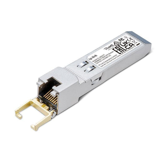 "1000BASE-T RJ45 SFP Module SPEC: 1000Mbps RJ45 Copper Transceiver, Plug and Play with SFP Slot, Up to 100 m Distance (Cat5e or above)"