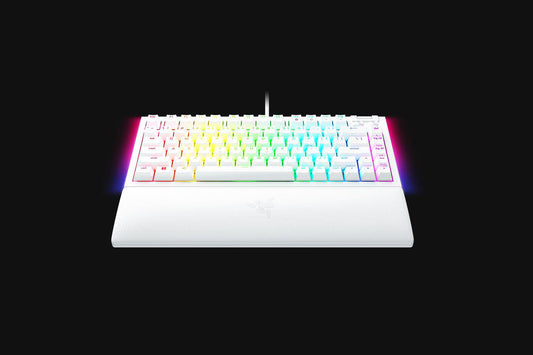 Tastatura mecanica gaming BlackWidow V4 75%, taste ABS, layout US, iluminare RGB, cu 6 butoane customizabile, suport pentru incheietura magnetic, alb