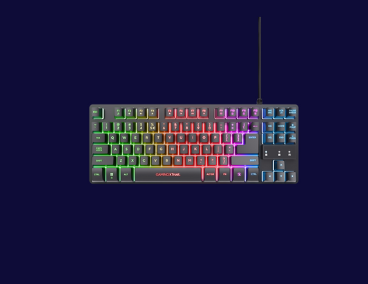 Kit Trust Wireless GXT 798 2-in-1, tastatura mecanica, interfata USB, material ABS, mouse optic, rezolutie maxima 6400 DPI, 6 butoane, negru