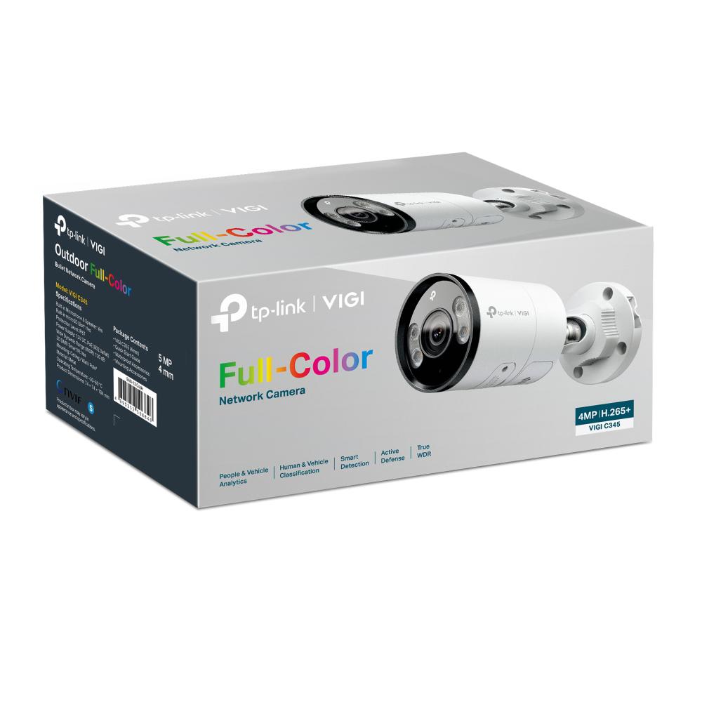 Camera IP Bullet TP-Link VIGI C345(4mm), 4MP, Lentila 4mm, IR+WL 30ml, rezolutie video 2688 × 1520, +/H.265/H.264+/H.264,