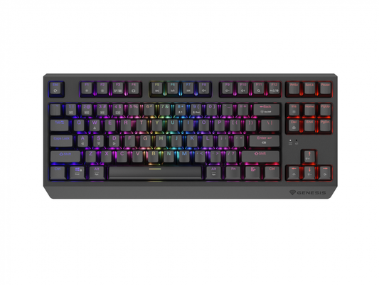 Tastatura gaming mecanica wireless Genesis Thor 230 TKL, iluminare RGB, swtich-uri Red, 87 taste, 11 butoane multimedia, negru