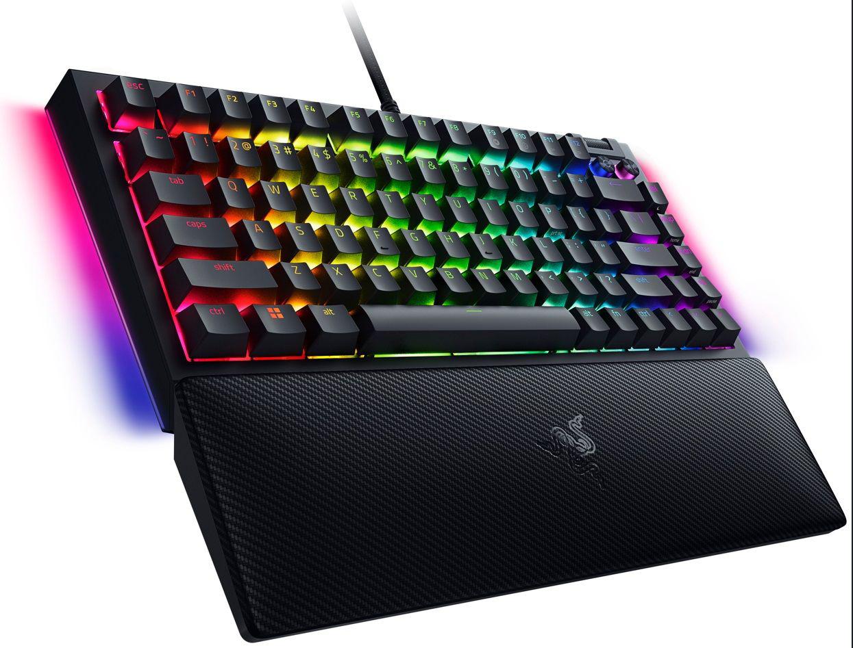 Tastatura mecanica gaming BlackWidow V4 75%, taste ABS, layout Intls. US (ISO),iluminare RGB, cu 6 butoane customizabile, suport pentru incheietura magnetic, negru