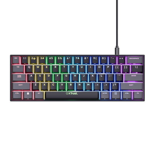 Tastatura mecanica cu fir Trust GXT 867 Acira, USB 2.0. nr taste 61, swtich linear, negru