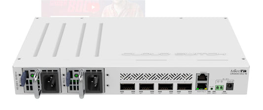 SWITCH MIKROTIK CRS504-4XQ-IN, 1 x 10/100Mbps, 4 x 100 QSFP28 , Procesor: 650 MHz, 64MB RAM, 16MB flash, dimensiuni: 320 x 185 x 44 mm, racier: 2 vantilatoare.IP 20.