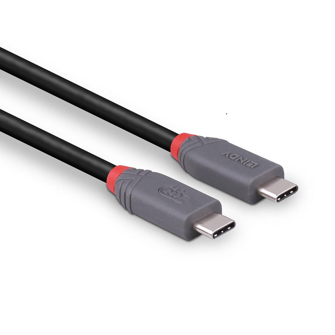 Cablu Lindy USB4 240W USB Type C, putere maxima 240W, 100W , lungime 2 metri, latime de banda supotata 40Gbps, gri