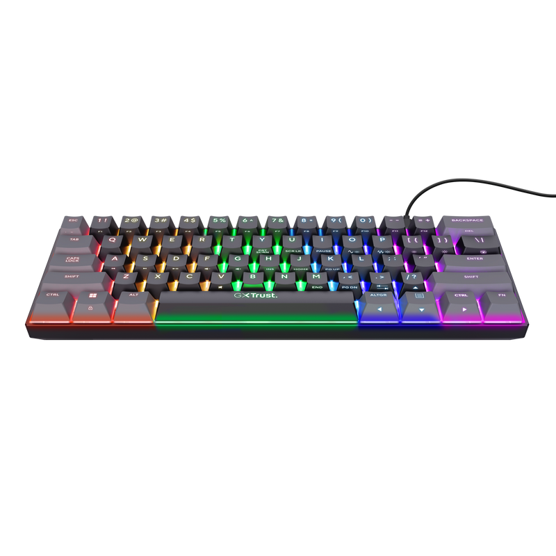 Tastatura mecanica cu fir Trust GXT 867 Acira, USB 2.0. nr taste 61, swtich linear, negru