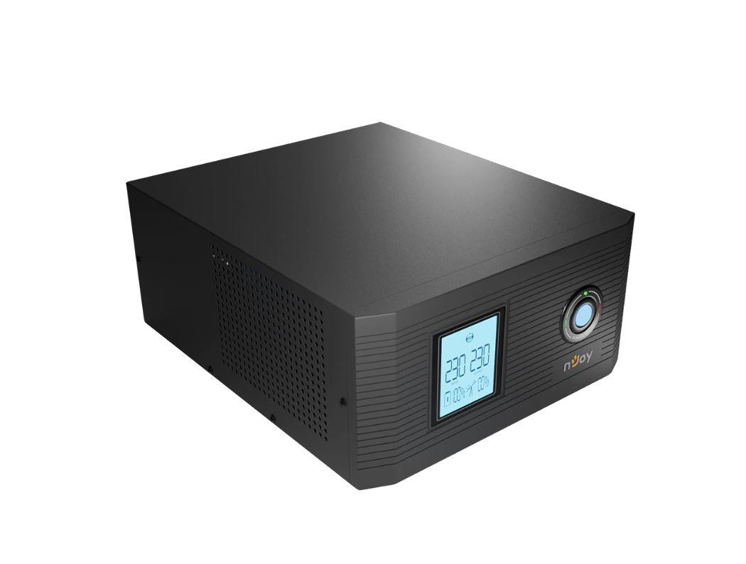 UPS NJOY Aira 1200 centrale de incalzire, 1.2KVA / 1KVA, 2 x prize conectate la baterie, Display LCD, Fara baterie (necesita acumulator extern de minim 40Ah pentru a functiona)