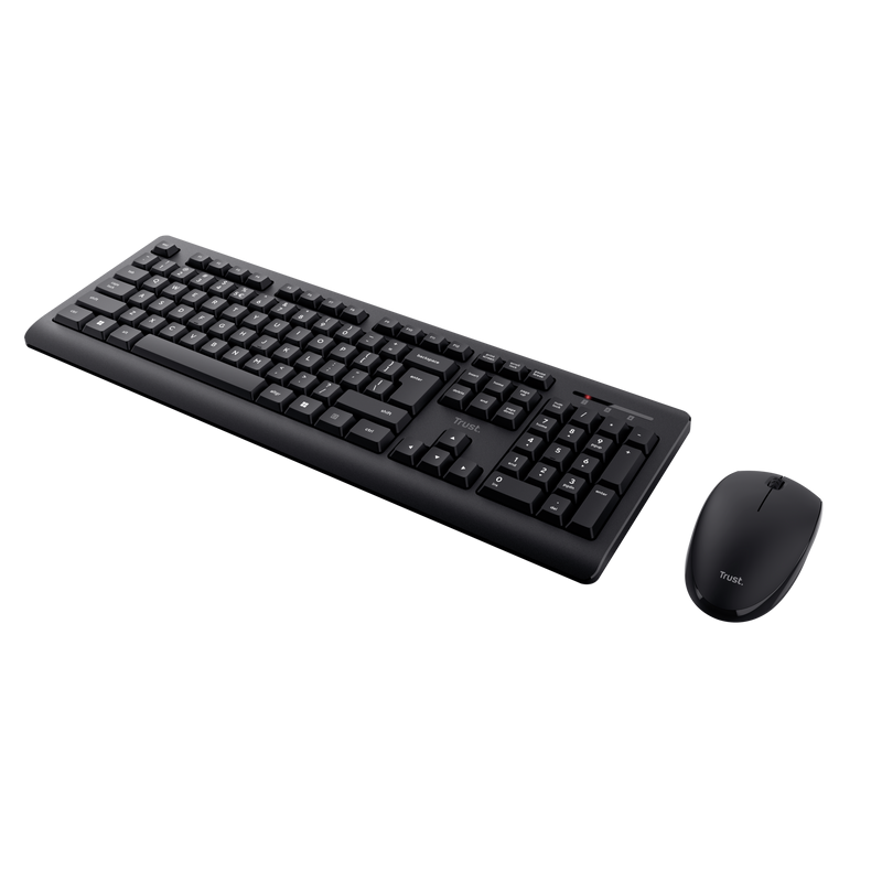 Kit Trust Primo tastatura standard, mouse wireless optic, rezoltie maxima 1200 DPI, negru