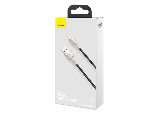 CABLU alimentare si date Baseus Cafule Metal, Fast Charging Data Cable pt. smartphone, USB la Lightning Iphone 2.4A, 2m, negru