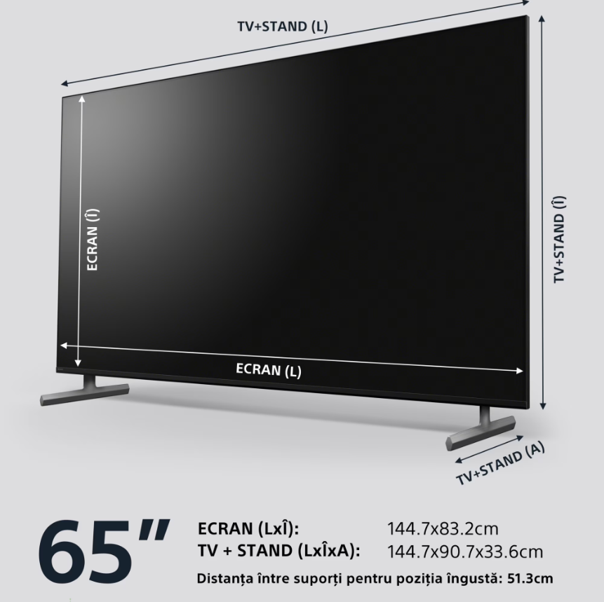 Televizor Sony BRAVIA LED 65X85L, 164 cm, Smart Google TV, 4K Ultra HD, 100Hz, Clasa F (Model 2023)