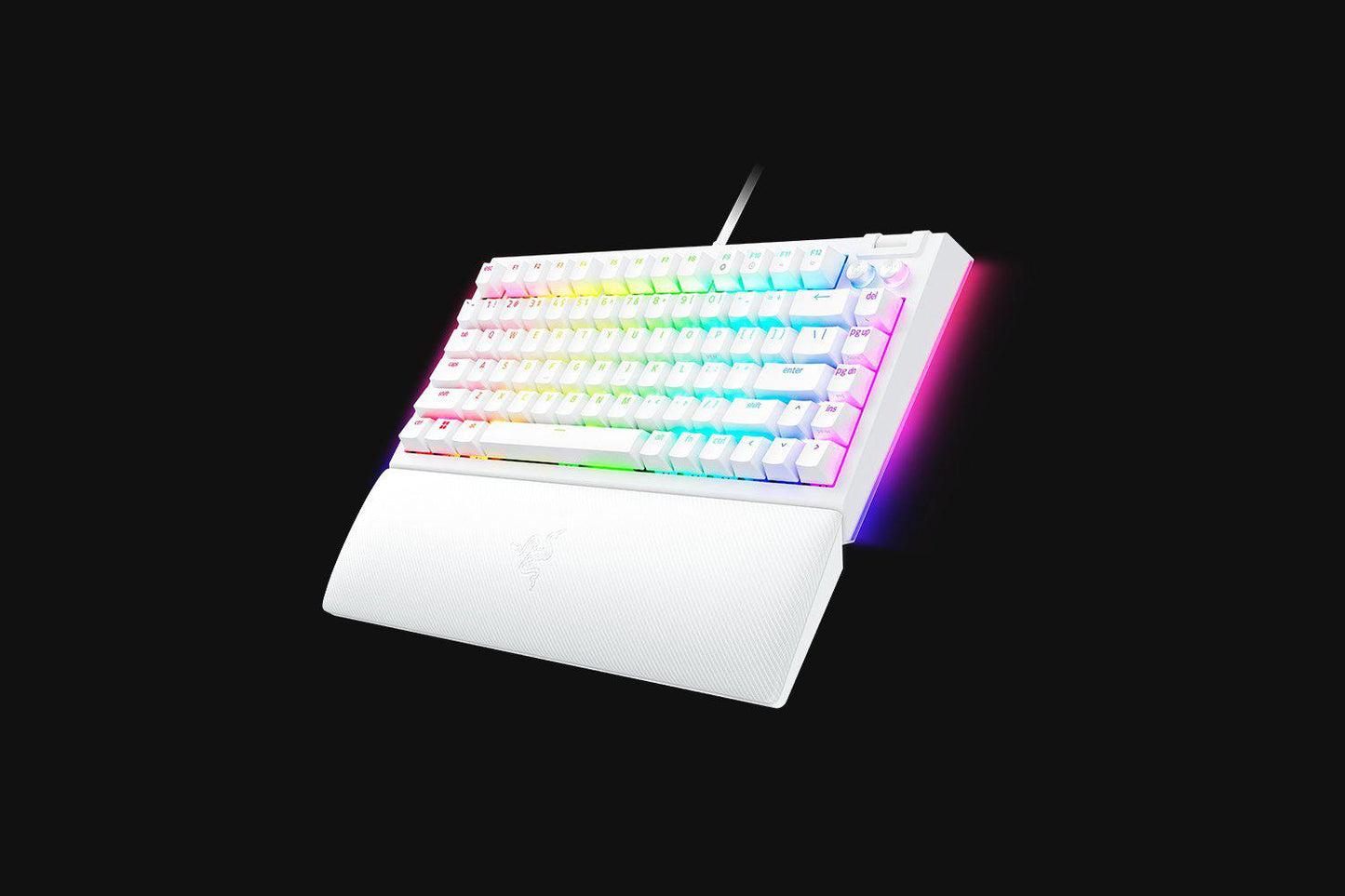 Tastatura mecanica gaming BlackWidow V4 75%, taste ABS, layout US, iluminare RGB, cu 6 butoane customizabile, suport pentru incheietura magnetic, alb