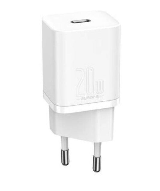 INCARCATOR retea Baseus Super Si, Quick Charge 20W, 1 x USB Type-C 5V/3A, alb