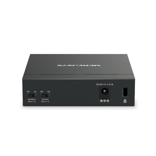 MERCUSYS DESKTOP SWITCH 5PORT MS105GP POE, Interfata: 5 x 5× 10/100/1000 Mbps RJ45 ports, 4 x POE, PoE Power Budget: 65 W, Standarde si protocoale: IEEE 802.3x Flow Control, dimensiuni: 99.8*98*25mm,