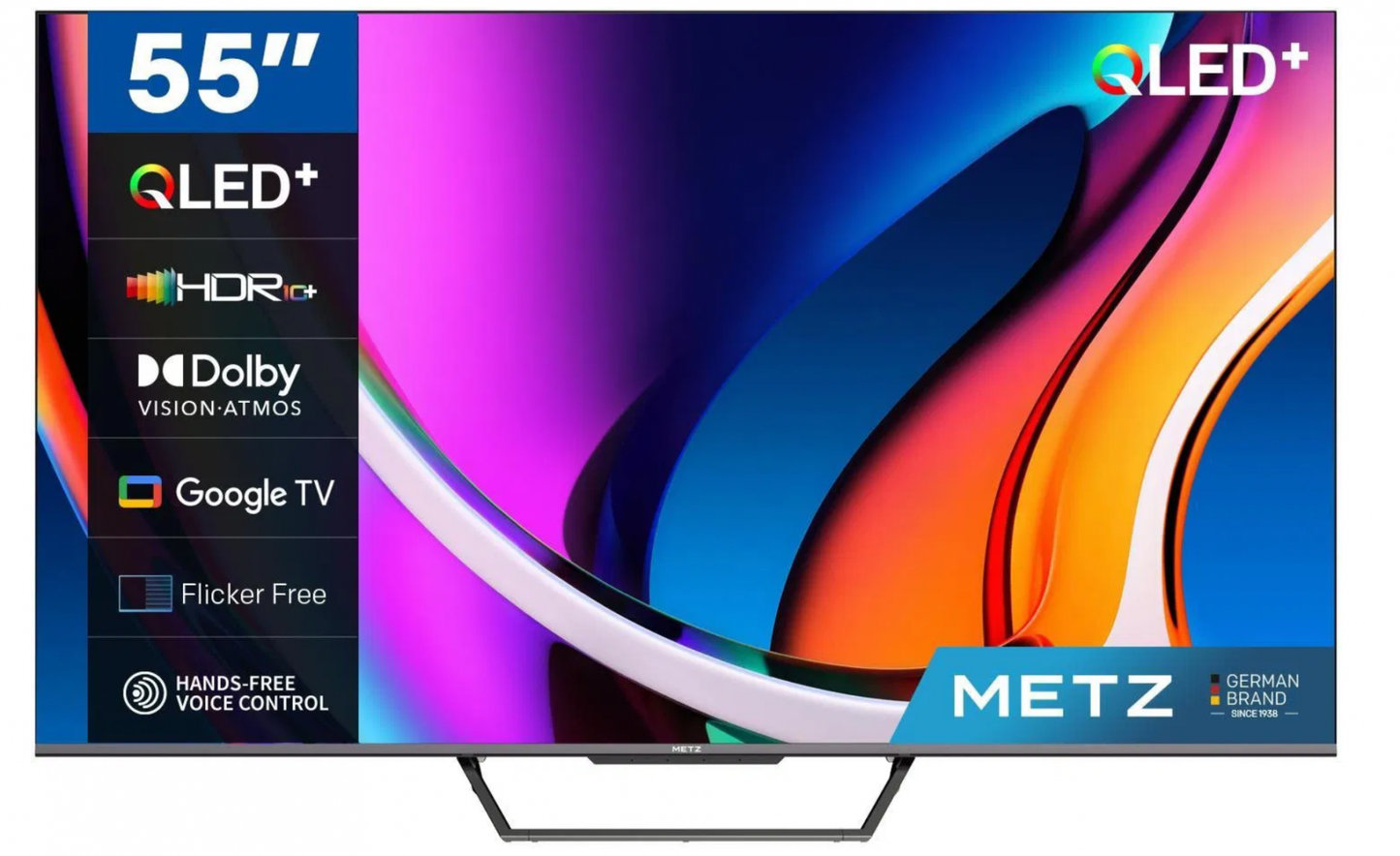 Televizor METZ QLED 55MQE7600Y, 139 cm, Smart Google TV, 4K Ultra HD, Clasa F (Brand German)