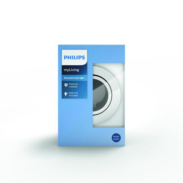Spot incastrat Philips Donegal, GU10, 5.5W, IP20, 9cm, Crom mat