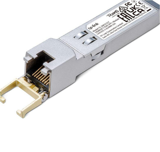 "10GBASE-T RJ45 SFP+ Module SPEC: 10Gbps RJ45 Copper Transceiver, Plug and Play with SFP+ Slot, Support DDM (Temperature and Voltage), Up to 30 m Distance (Cat6a or above)"