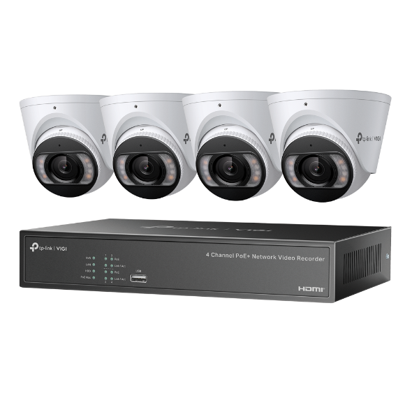 KIT NVR + HDD 2TB POE TP-Link VIGI 4 canale + 4 camere 4MP, Lentila 2.8, IR+WL 30ML Turret, NVR TP-Link VIGI 4 canale, 53W 1004H; 8MP, 1SATA Interface, max 10TB, H.265+; ONVIF,