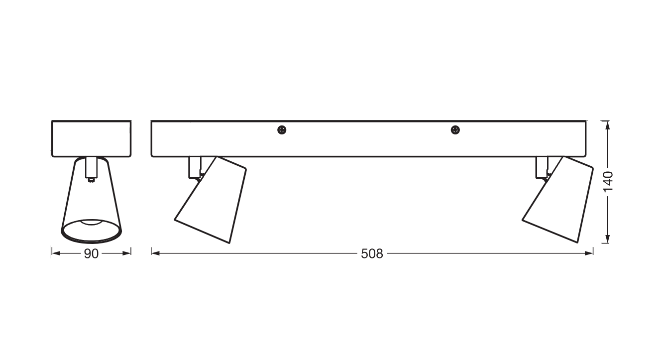 Spot LED dublu ajustabil Ledvance DECOR NEPTUNE, 20W, 1630 lm, lumina calda (3000K), IP20, 508mm, Alb, clasa energetica F