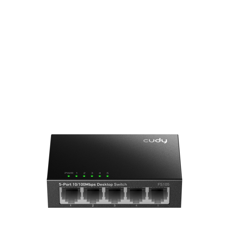 CUDY 5-Port 10/100 Mbps Desktop Switch, 5 10/100M RJ45 Ports, Loop Detection, Metal Case, Power Saving, Plug & Play, Wall-Mount