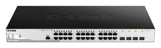 D-Link Switch DGS-1210-28P/ME, 24 porturi Gigabit PoE Base-T, 4 porturi SFP1000Mbps, Capacity 56Gbps, 19" Rackmount, WebSmart, 2*fan