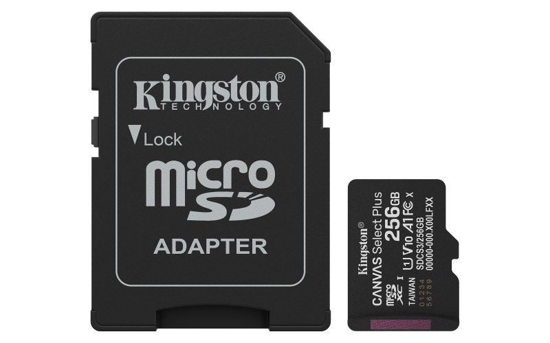Card de Memorie MicroSDXC Kingston, 256GB,Canvas Select Plus,Cu Adaptor