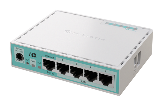 MIKROTIK HEX E50UG 512 MB DDR3, Procesor: EN7562CT @ 950 MHz, Memorie: 512 MB, 5x 10/100/1000, MikroTik RouterOS, licen?? Level 4