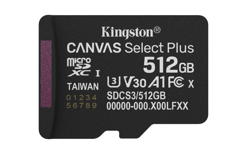 Card de Memorie MicroSDXC Kingston,512GB,Canvas Select Plus,Fara Adaptor