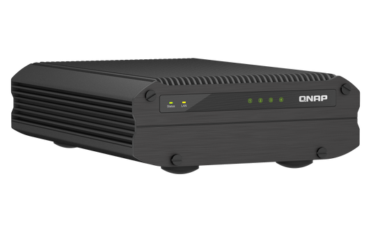 NAS QNAP I410X 4-Bay, CPU Intel® Atom® x6425E 4-core/4-thread Processor, RAM onboard 8GB (not expandable), 2.5" SATA SSD 6Gbps HDD (neincluse), LAN: 10 x 2.5GbE, Desktop, Adapter, garantie 3 ani