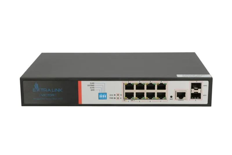 Extralink VICTOR  PoE Switch  8x Gigabit PoE/PoE+ 2x SFP 1x Console Port 150W Managed