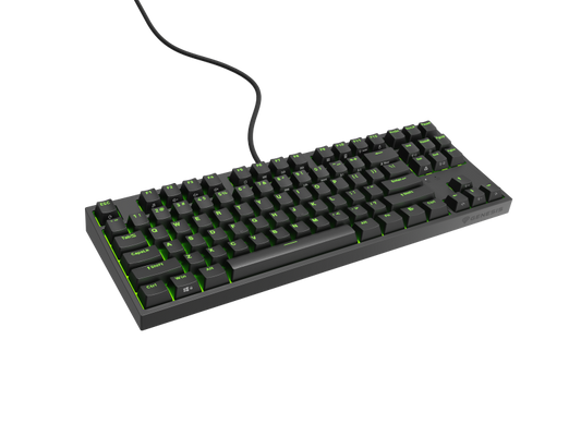 Tastatura gaming mecanica cu fir Genesis Thor 404 TKL, iluminare RGB, switch Linear, switch model Gateron Yellow Pro, numar taste 87, 11 butoane multimedia, lungime cablu 1.8m, dimensiuni 358 x 133 x 38 mm, negru
