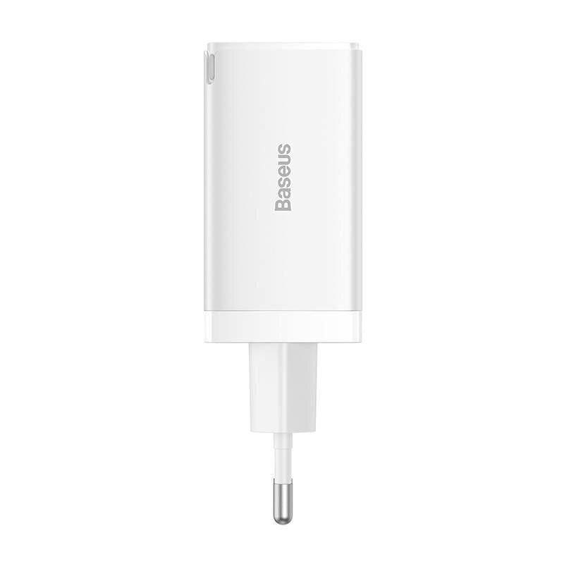 Incarcator retea Baseus GaN5 PRO, Quick Charge 65W, 2 porturi USB PD, 1 port USB Quick Charge, include cablu USB -C la USB-C de 100W, lungime 1m, alb