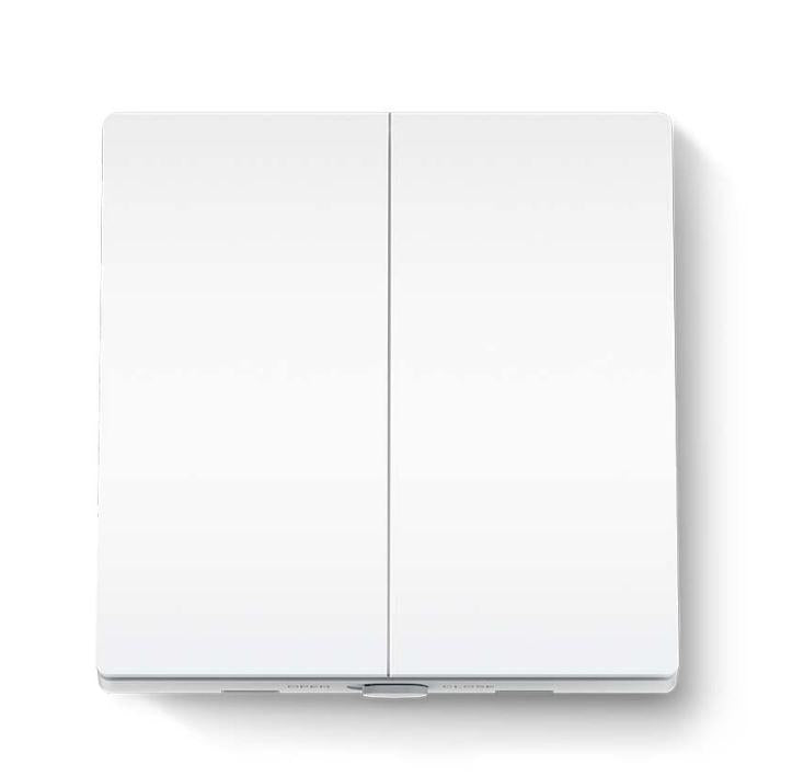 TP-LINK TAPO S220 intrerupator inteligent dublu (NECESITA HUB TAPO), Wireless: 868 MHz, incarcare maxima: 600 W LED/600W CFL/1000W INC/1000WFTL/Ventilator de 50 W, Dimensiuni: 87.1 × 86 × 41 mm, Alimentare: 2× Baterii AAA 1.5 V