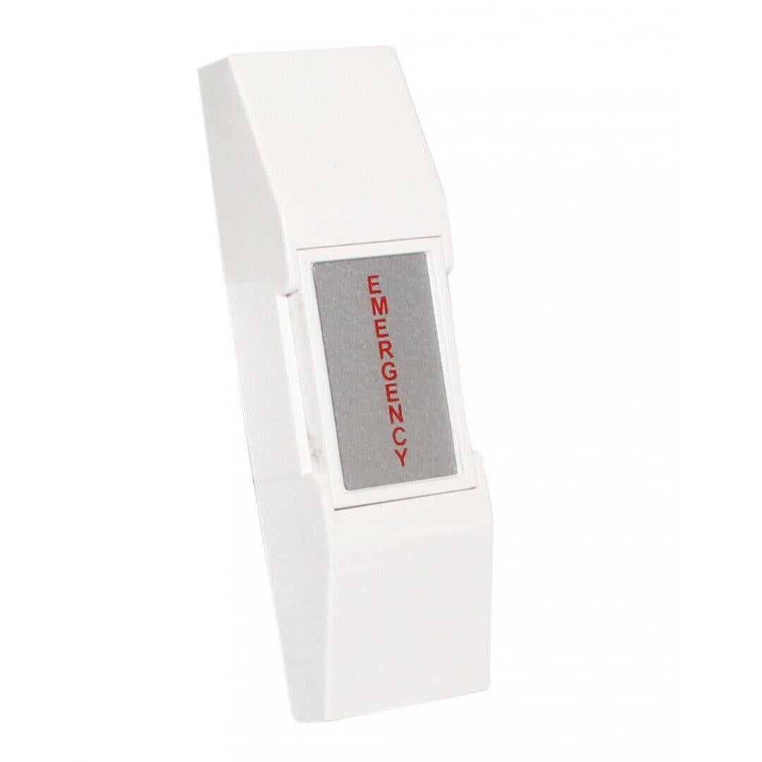 Buton cerere iesire REX aplicabil, din plastic, ND-EB02; Iesire contact: NO/NC, tensiune 12V, 300 mA, auto reset, culoare alba; Icon: Emergency; Dimensiuni: (L x W x H)76 x 17 x 17mm; set 10 bucati