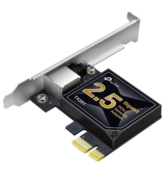Adaptor wireless TP-Link, TX201, 2.5 Gigabit PCIe, Standarde ?i Protocoale: IEEE 802.3, IEEE 802.3u, IEEE 802.3ab, IEEE 802.3bz, IEEE 802.3x, Interfata: 1× PCI Express 2.1 x 1, 1× RJ45 Gigabit/Megabit Port, Dimensiuni: 120.8 × 98.2 × 21.5 mm.