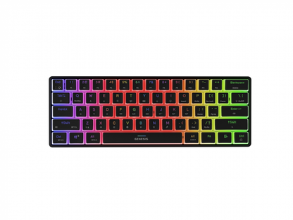 Tastatura gaming mecanica wireless Genesis Thor 660 G2 60% , iluminare RGB, switch-uri Brown, 61 taste, 13 butoane multimedia, negru