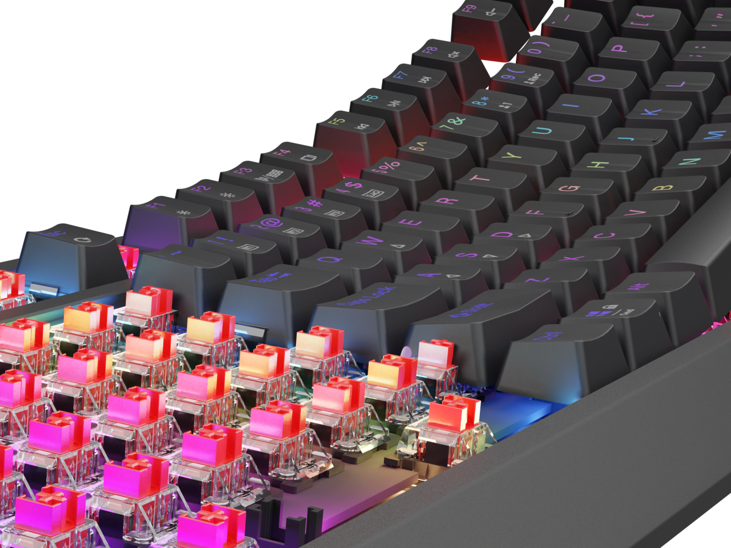 Tastatura gaming mecanica wireless Genesis Thor 230 TKL, iluminare RGB, swtich-uri Red, 87 taste, 11 butoane multimedia, negru
