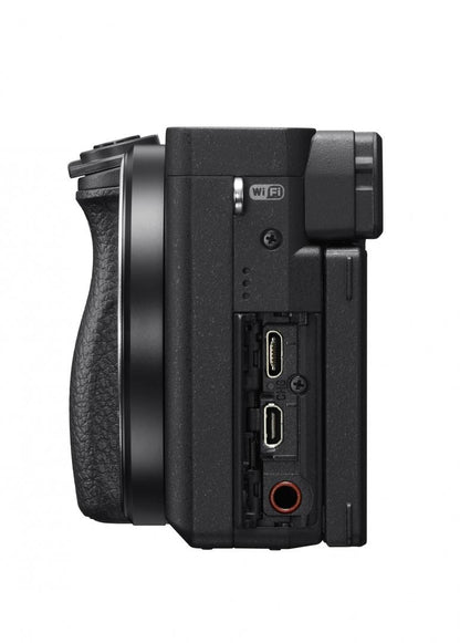 Kit SONY Alpha A6400 Mirrorless 24.2MP, ISO 32000 (Extins: 102400), 1/4000s, 4K @30fps, SD/SDHC/SDXC, Rafala 11cps, WiFi/Bluetooth/NFC, Senzor APS-C, Montura Sony E, Obiectiv 16-50mm, F3.5-5.6