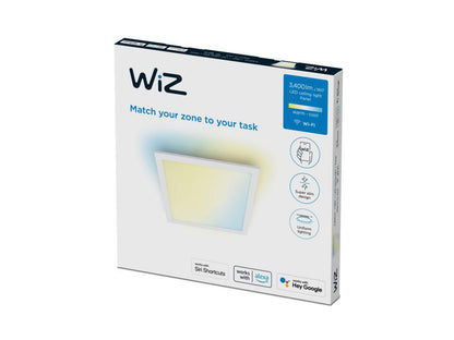 Panou LED WiZ Panel SQ, Wi-Fi, control vocal, 36W, 3400 lm, lumina alba(2700-6500K), IP20, 60cm, Alb