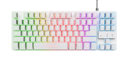 Tastatura Trust cu fir GXT833W Thado, numar butoane 87, interfata USB 2.0, conector USB-A male, compatibila cu PS4, Xbox One, Nintendo Switch, PS5, alb