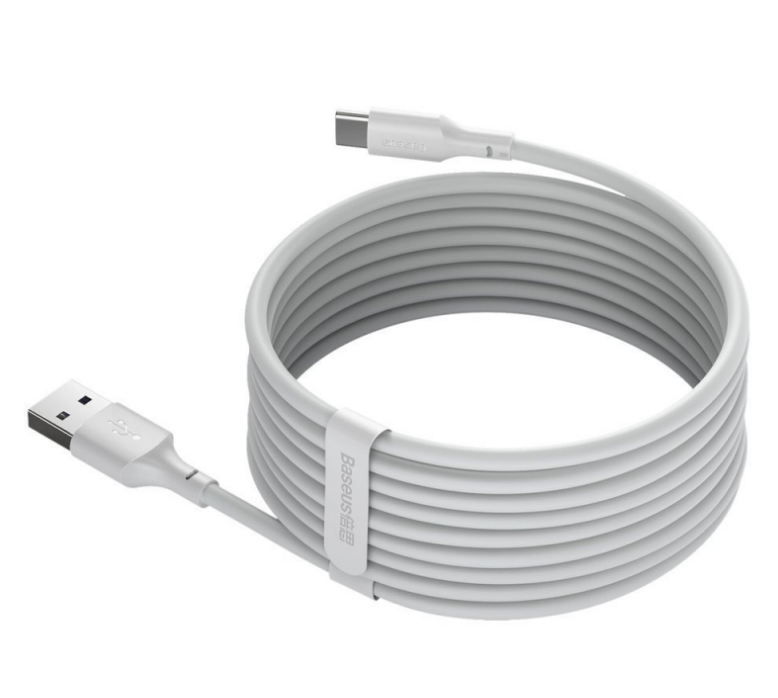Cablu alimentare si date Baseus Simple Wisdom, Fast Charging Data Cable pt. smartphone, USB la USB Type-C 5A (2buc/set), 1.5m, alb
