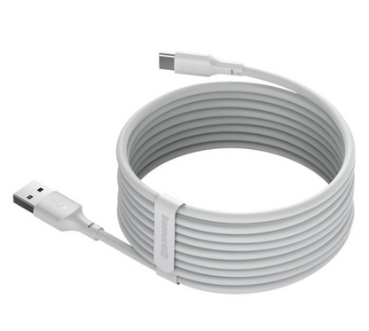 Cablu alimentare si date Baseus Simple Wisdom, Fast Charging Data Cable pt. smartphone, USB la USB Type-C 5A (2buc/set), 1.5m, alb